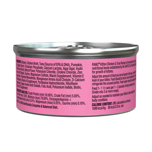 Rawz Kitten Chicken & Tuna Cat Food 2.8oz Poudre Pet & Feed Supply 2